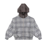 Wool Hooded Jacket Grey Check - photo 1