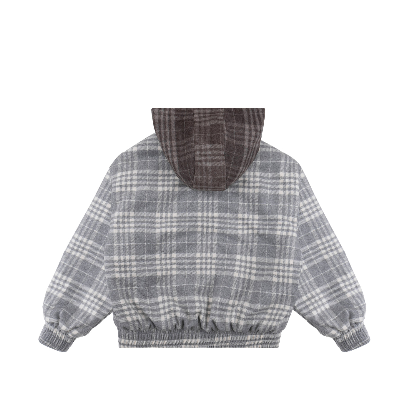 Wool Hooded Jacket Grey Check - photo 3
