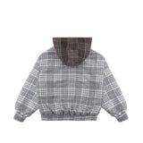 Wool Hooded Jacket Grey Check - photo 3