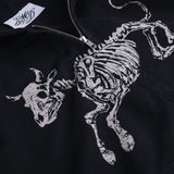 Zip Hoodie Vintage Black Skeleton Cow - photo 5